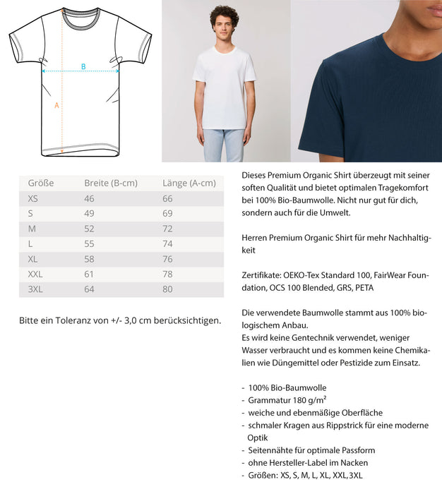 Größentabelle Bio-Unisex-T-Shirt